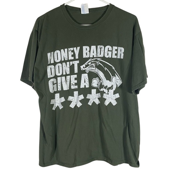 Other - Funny honey badger don't give a **** Green Graphic T-Shirt size XL unisex